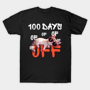 100 days off - funny cat with sunglasses T-Shirt